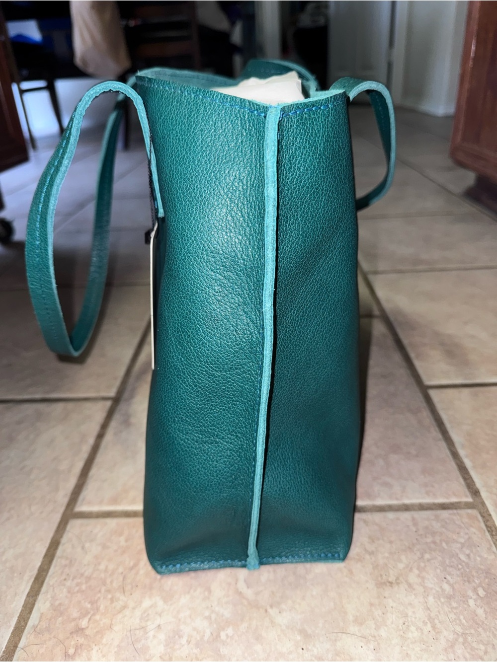 Portland Leather Sea Glass Leather Tote Bag - Picture 2 of 5